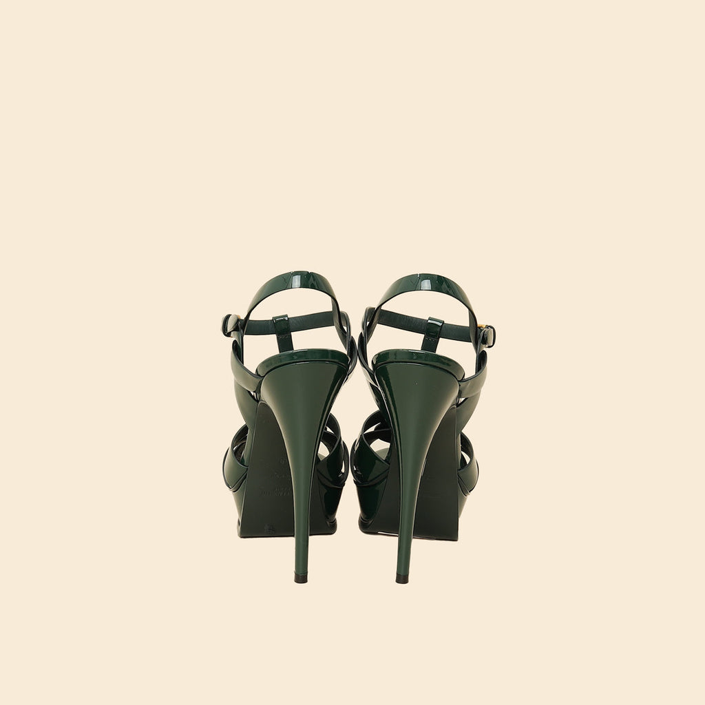YSL Dark Green Tribute Sandal 39