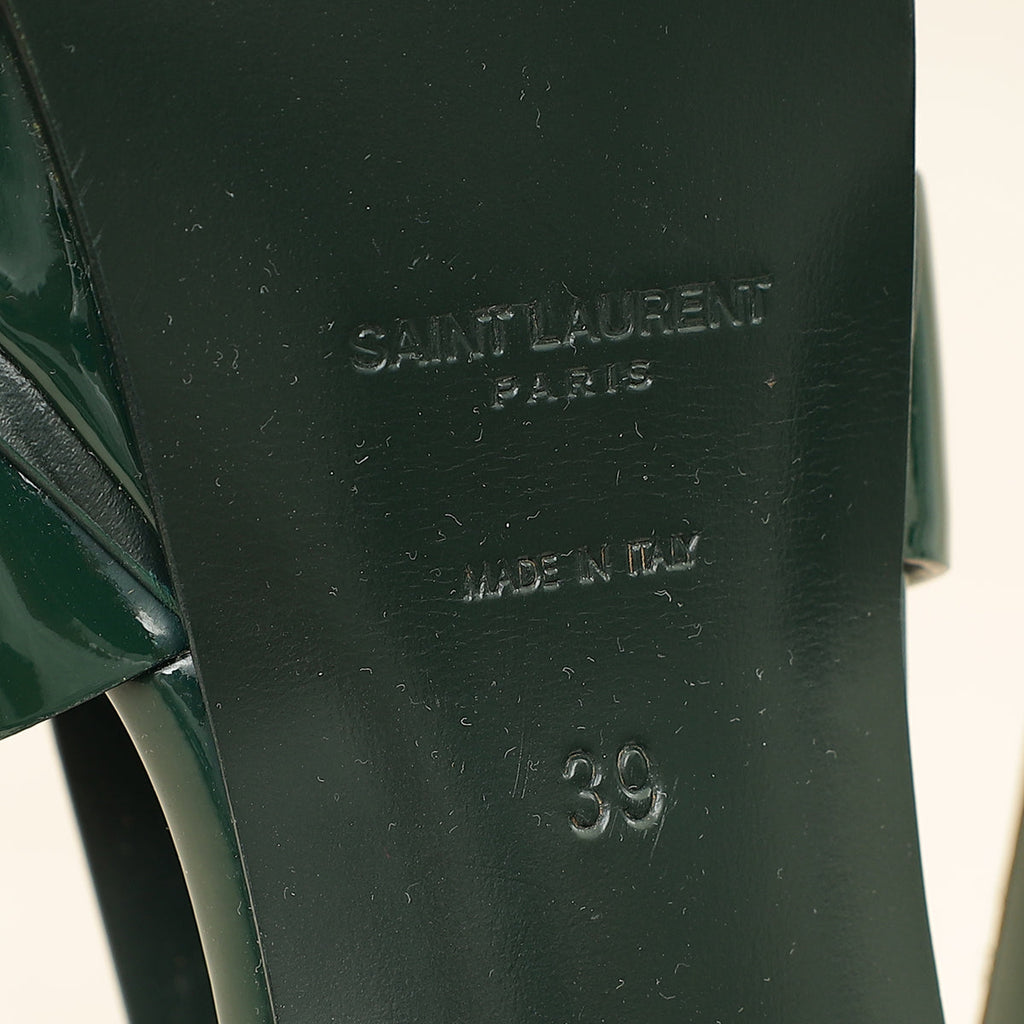 YSL Dark Green Tribute Sandal 39