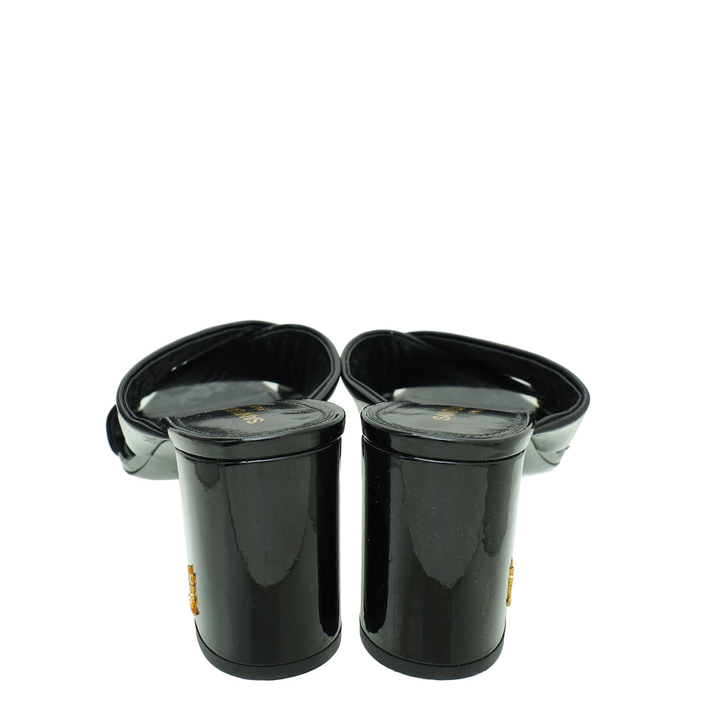 YSL Black Loulou Criss Cross Mules 39