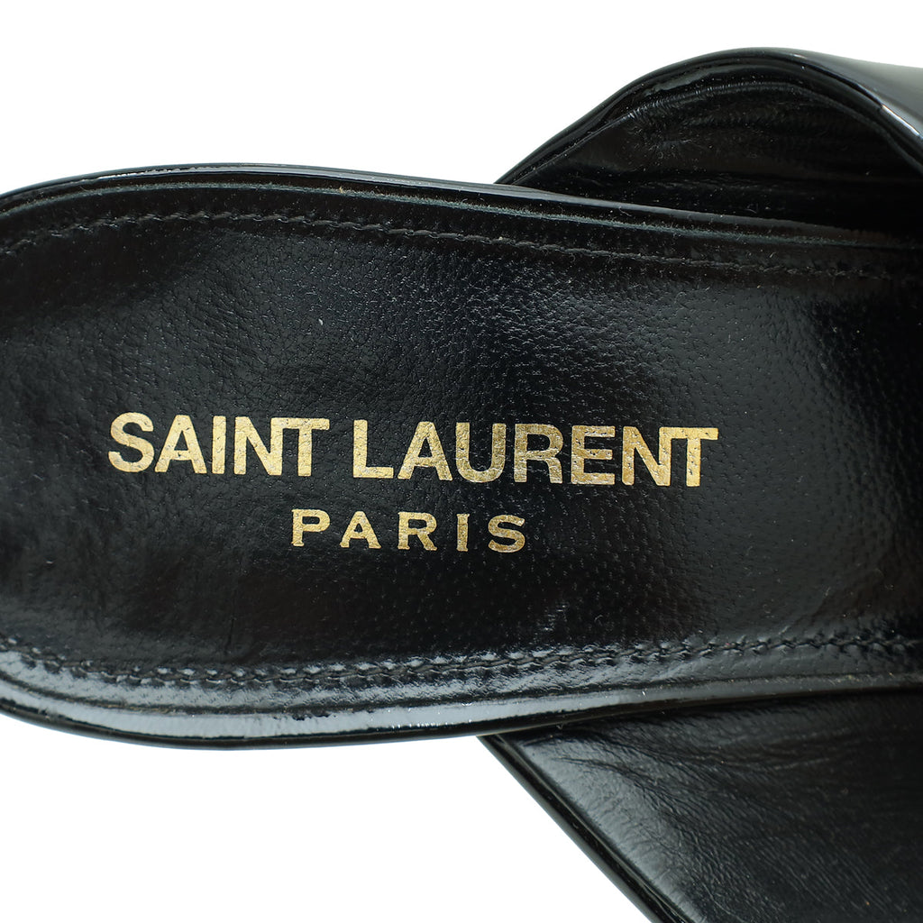 YSL Black Loulou Criss Cross Mules 39
