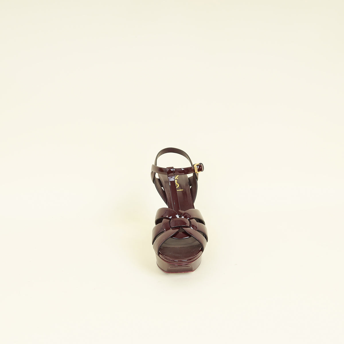 YSL Burgundy Tribute Heeled Sandals 39