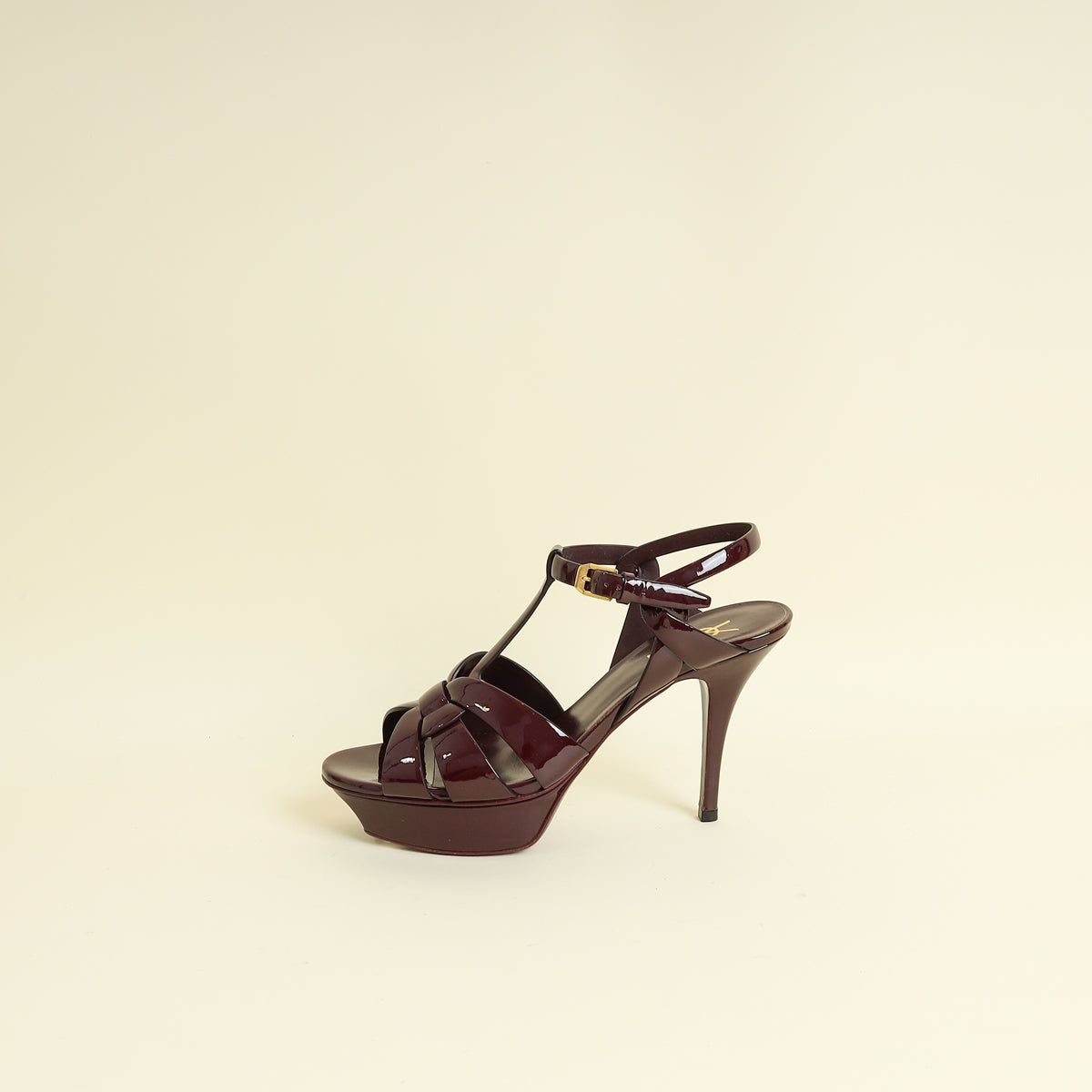 YSL Burgundy Tribute Heeled Sandals 39