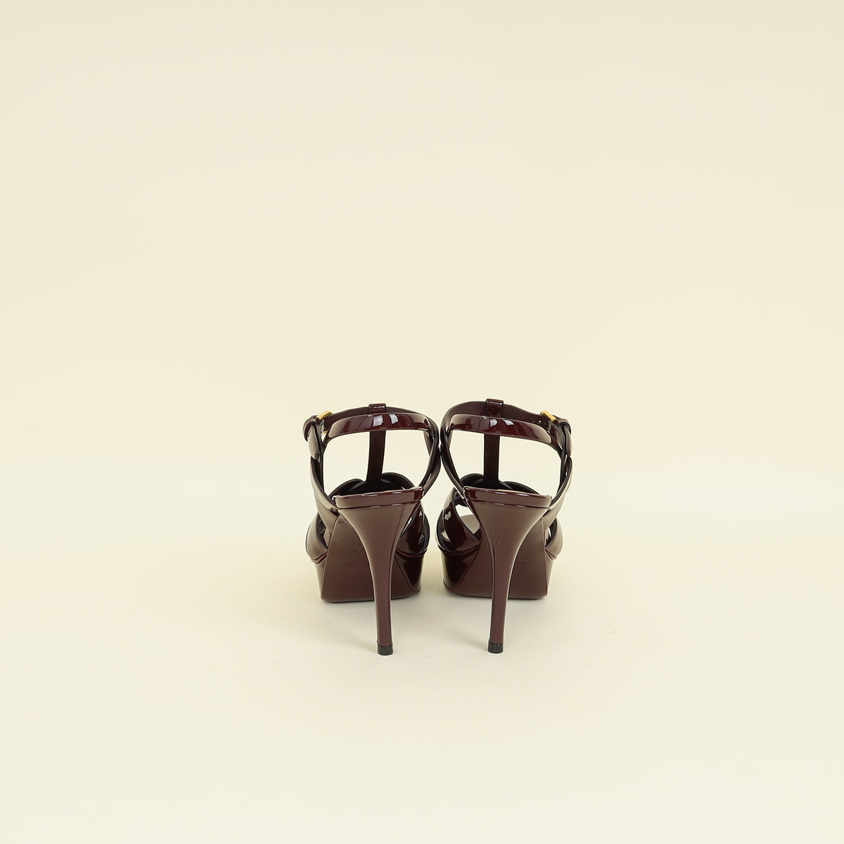 YSL Burgundy Tribute Heeled Sandals 39