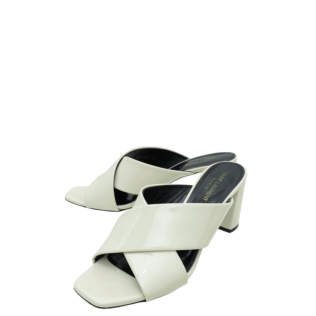 YSL Cream Loulou Criss Cross Sandals 39
