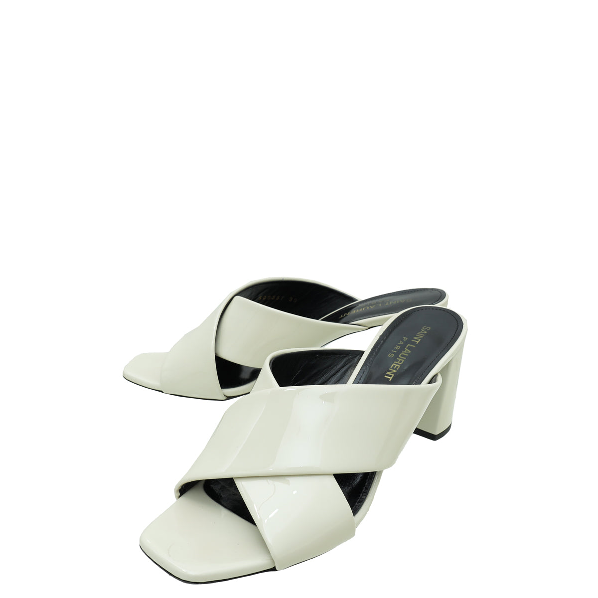 YSL Cream Loulou Criss Cross Sandals 39