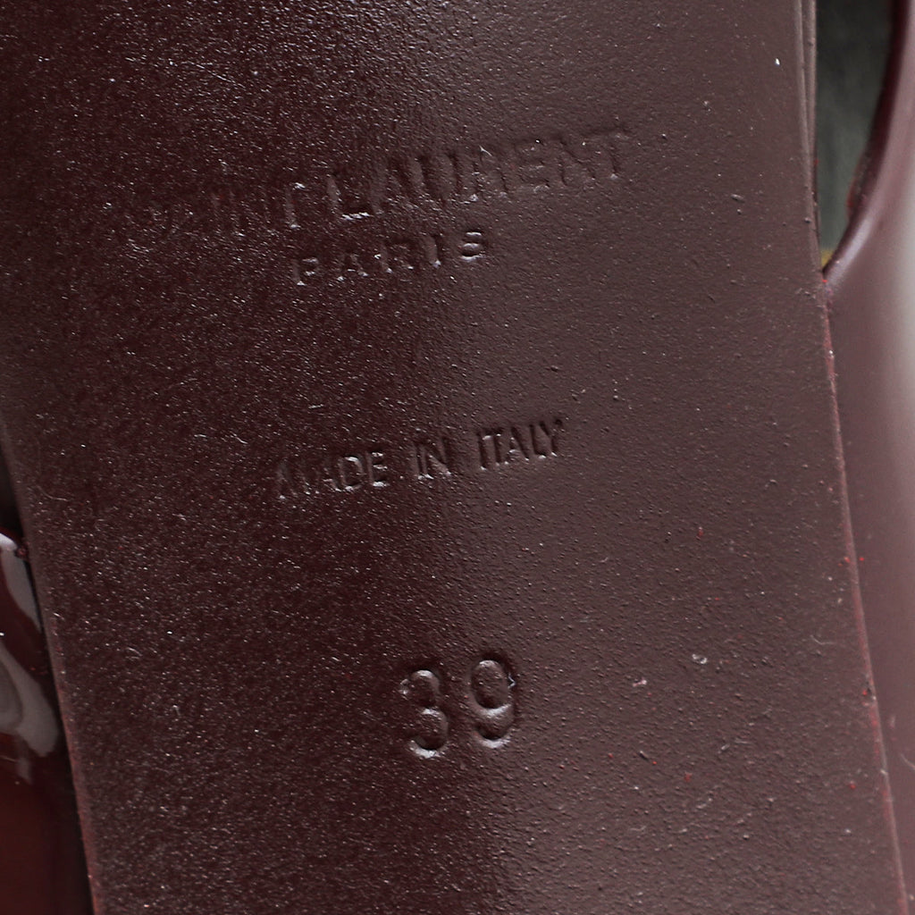YSL Burgundy Loulou Criss Cross Sandals 39
