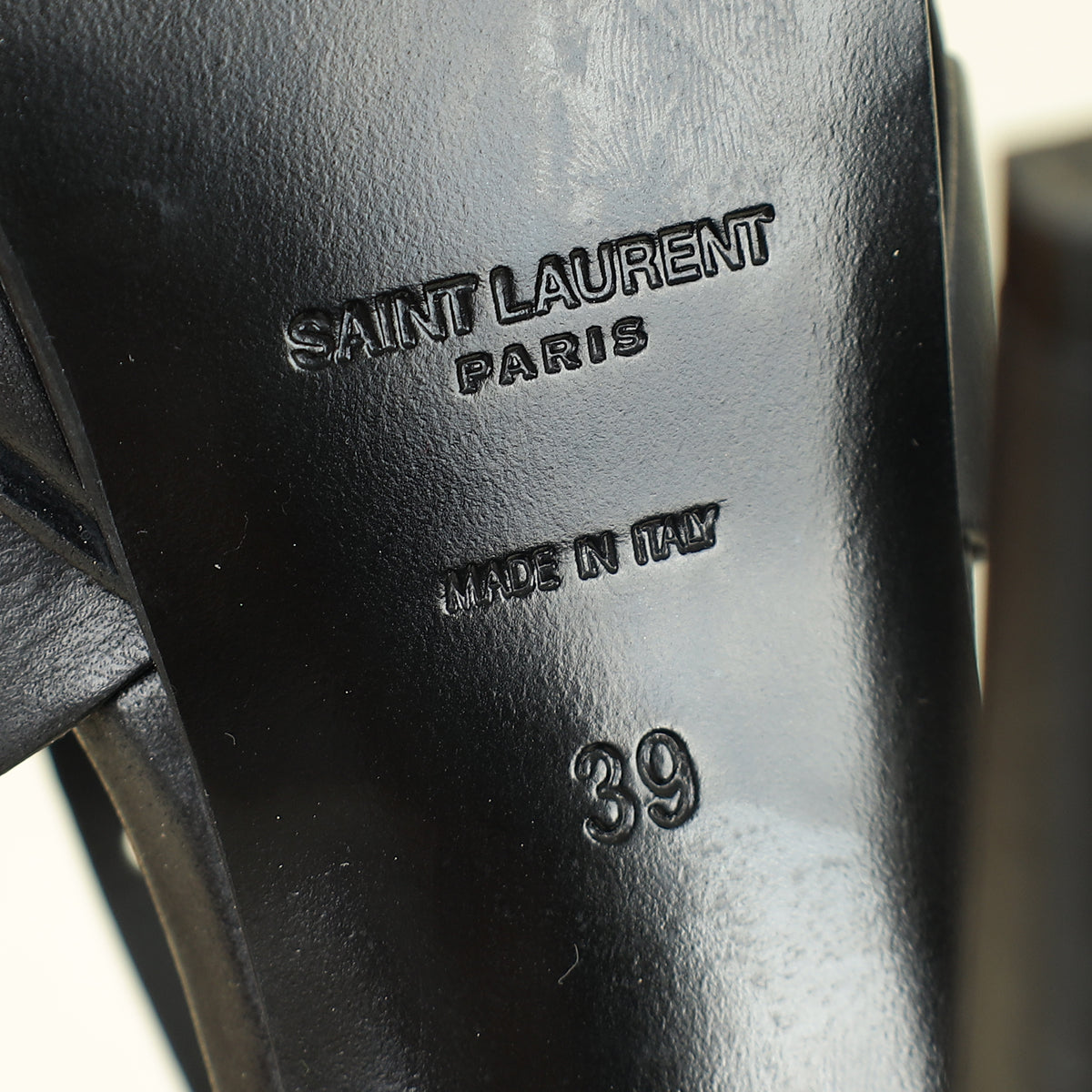 YSL Black Perforated High Heeled Platform Tribute Sandals 39