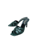 YSL Green Croc Embossed Tribute Heeled Mules 39