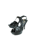 YSL Black Mid Heel Tribute Sandals 39