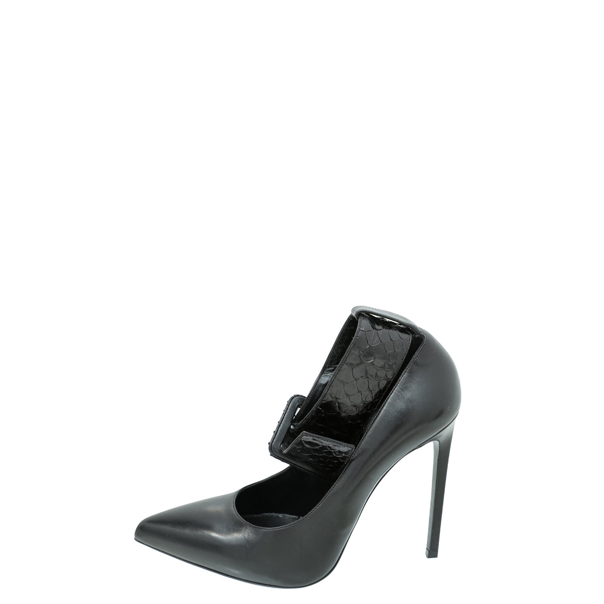 YSL Black Escarpin Ankle Strap Pump 39