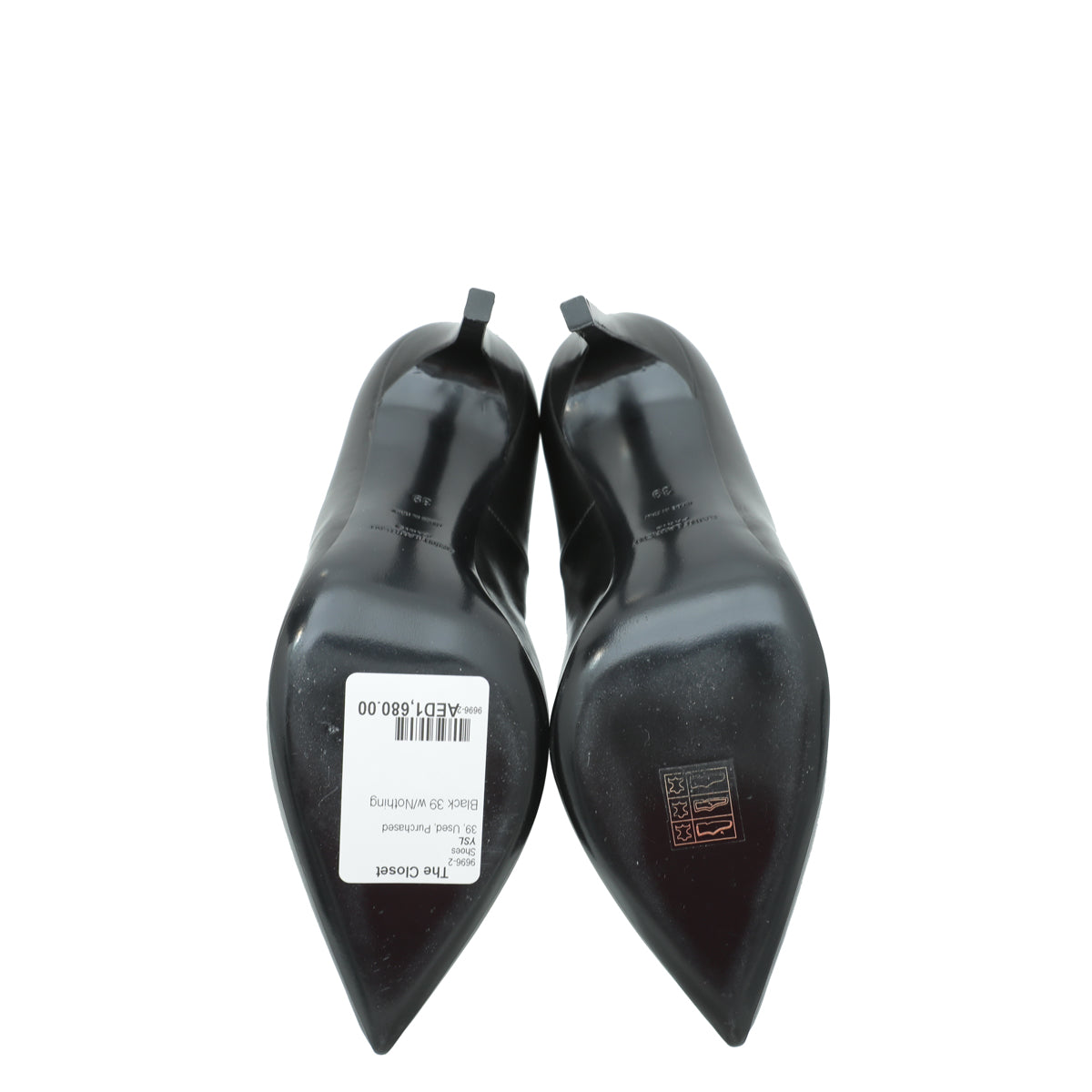 YSL Black Escarpin Ankle Strap Pump 39