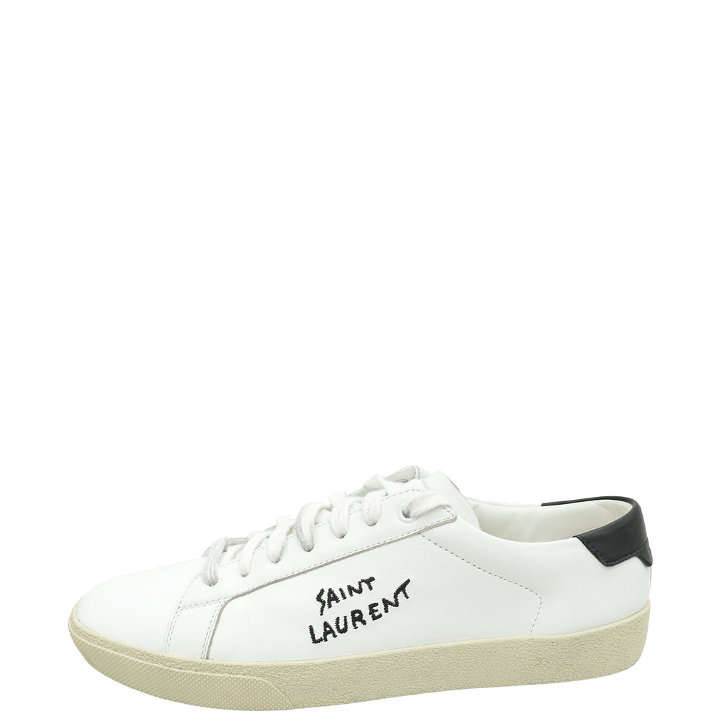 YSL White Court Classic sl/06 Embroidred Sneaker 40.5