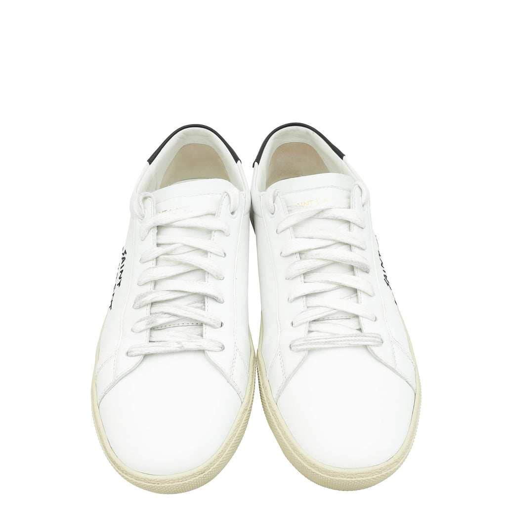 YSL White Court Classic sl/06 Embroidred Sneaker 40.5