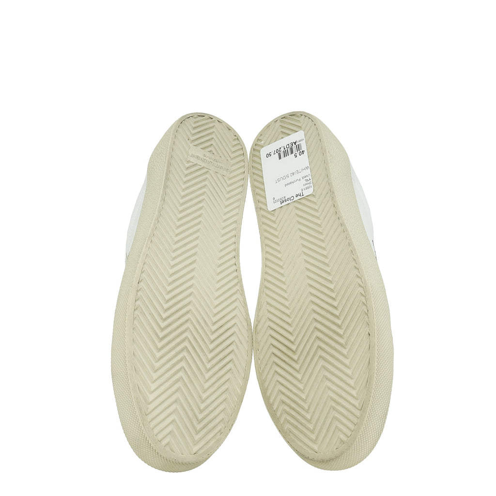 YSL White Court Classic sl/06 Embroidred Sneaker 40.5