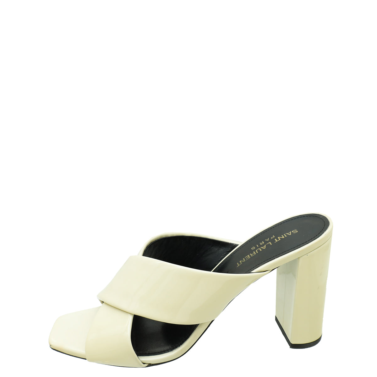 YSL Vintage White Loulou Criss Cross Mules 40