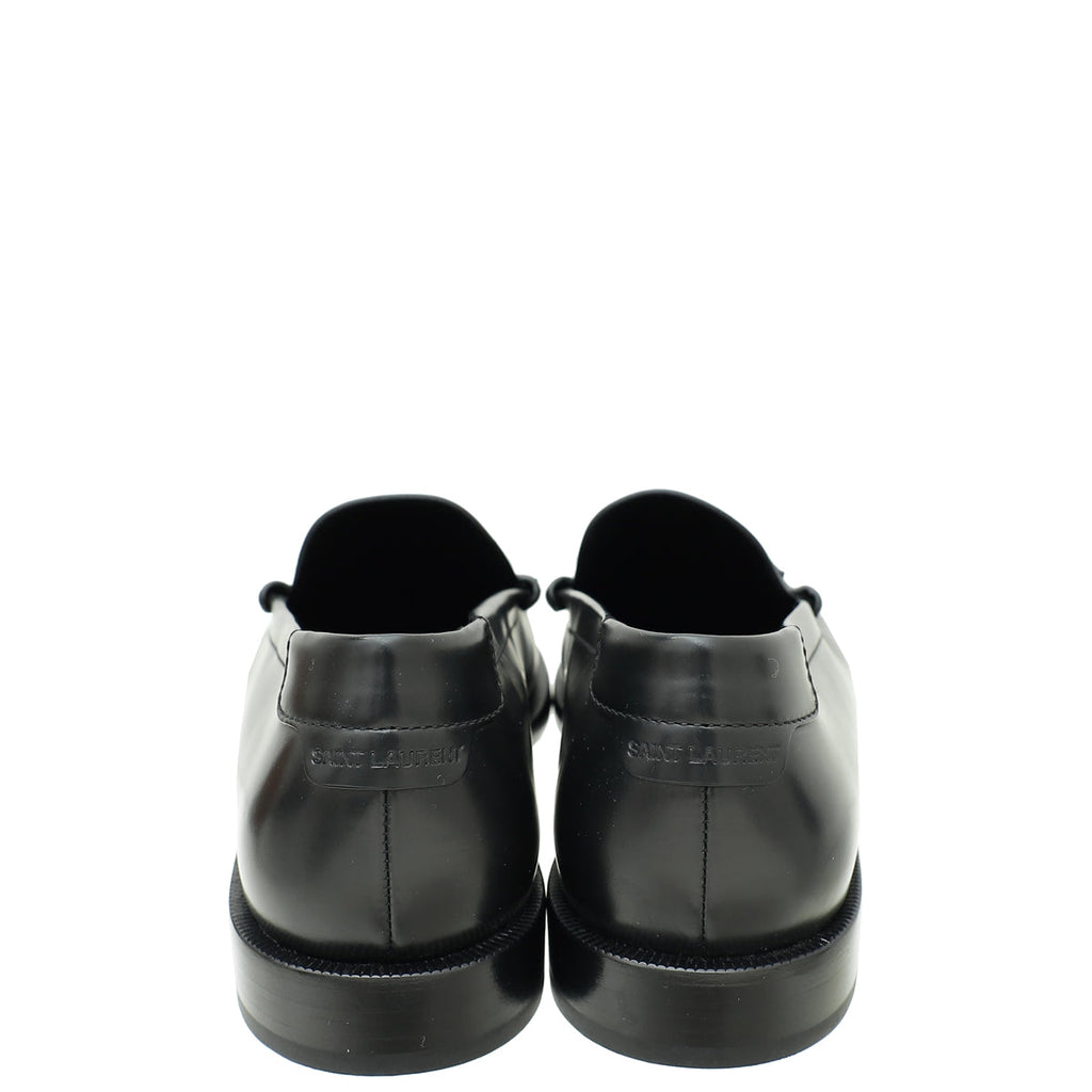YSL Black Le Monogram Penny Loafers 40