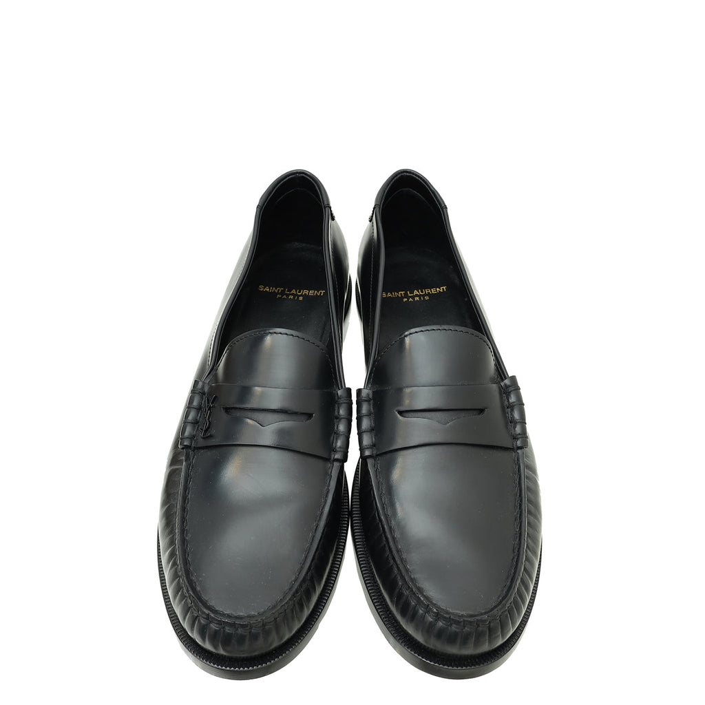 YSL Black Le Monogram Penny Loafers 40