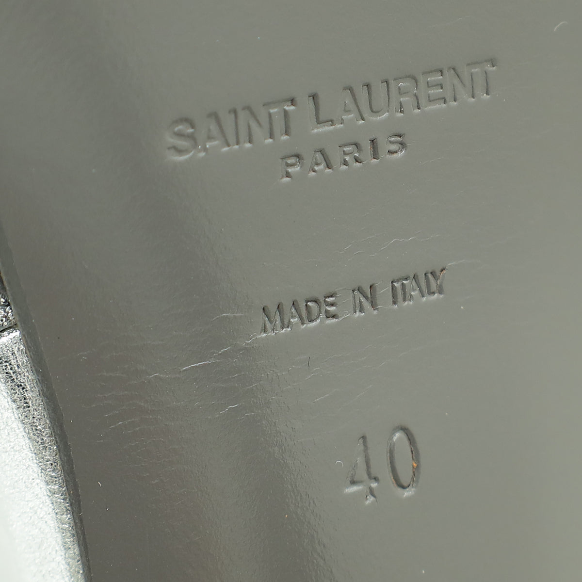 YSL Silver Glitter Tribute Moon Sandal 40