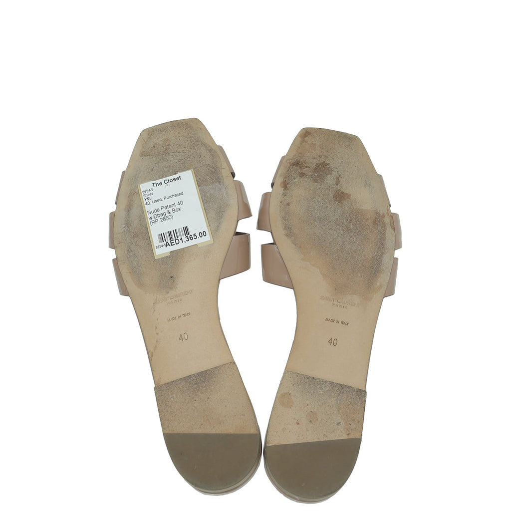YSL Nude Tribute Flat Sandals 40
