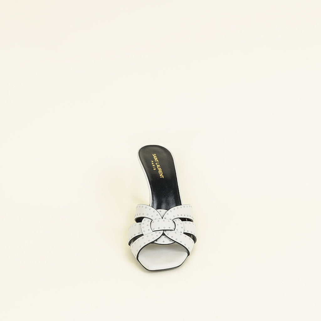 YSL Light Grey Tribute Studs Mules 40
