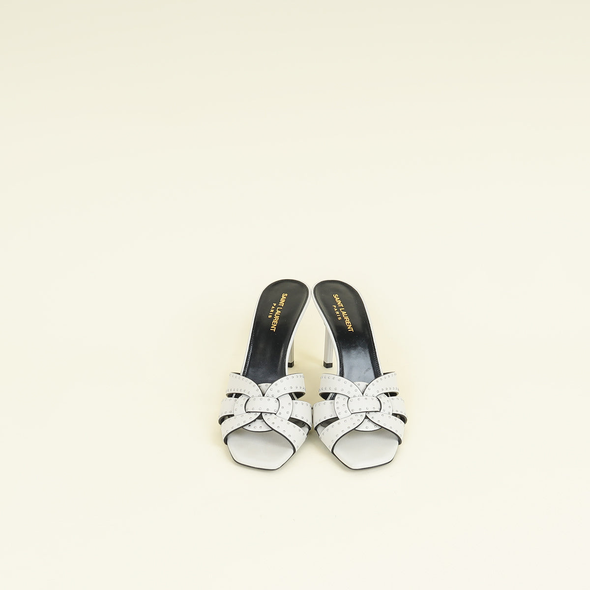 YSL Light Grey Tribute Studs Mules 40