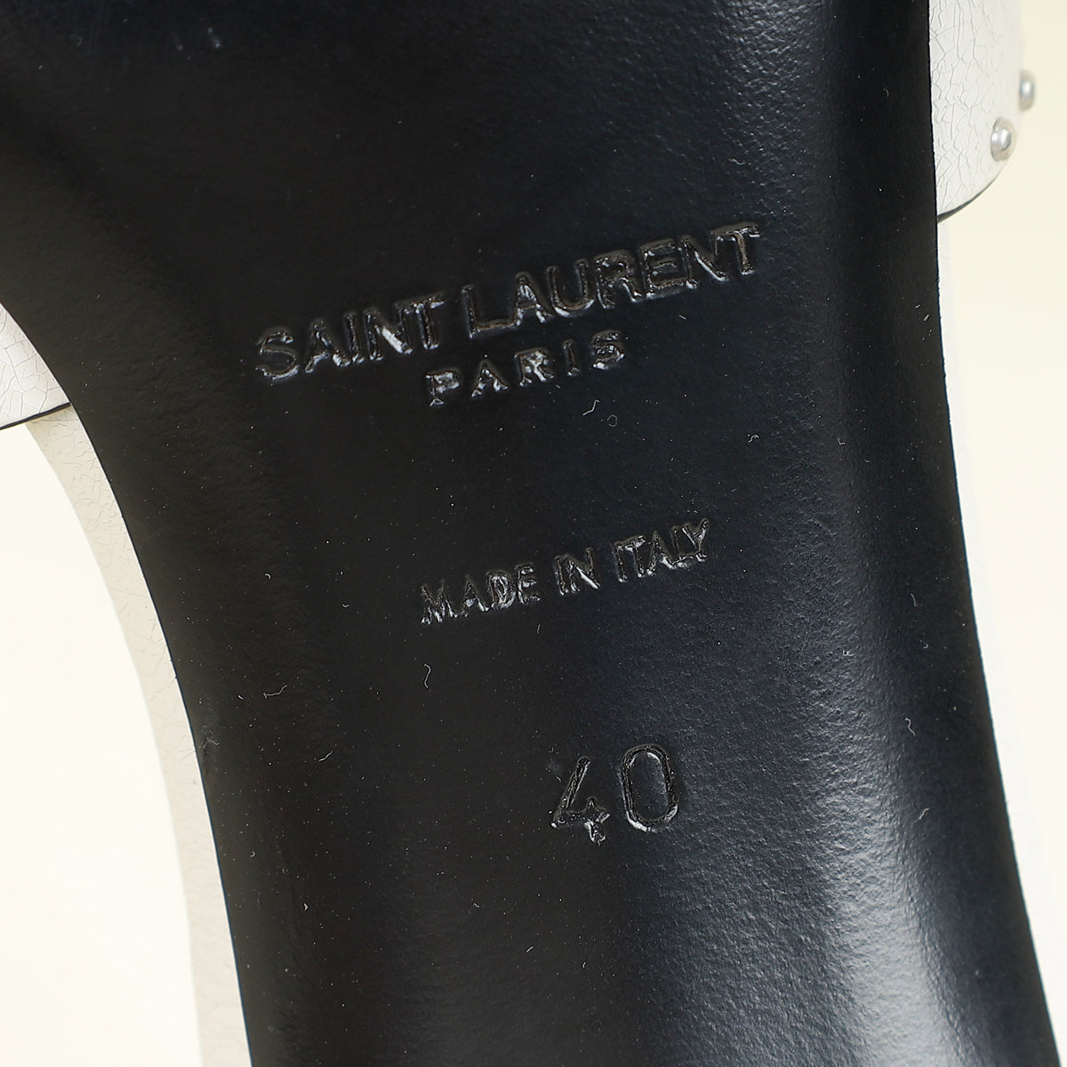 YSL Light Grey Tribute Studs Mules 40