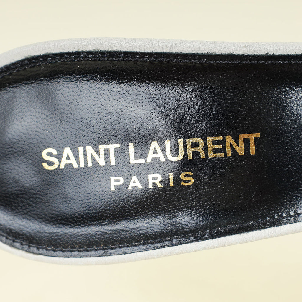 YSL Light Grey Tribute Studs Mules 40