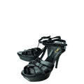 YSL Black Mid Heel Tribute Sandals 41