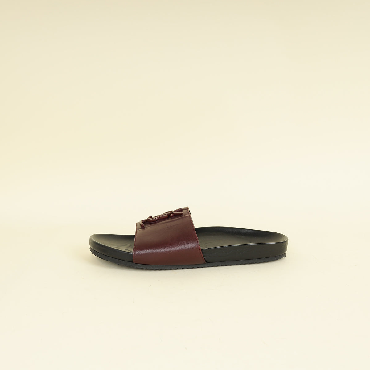 YSL Burgundy Joan Slide Sandals 41