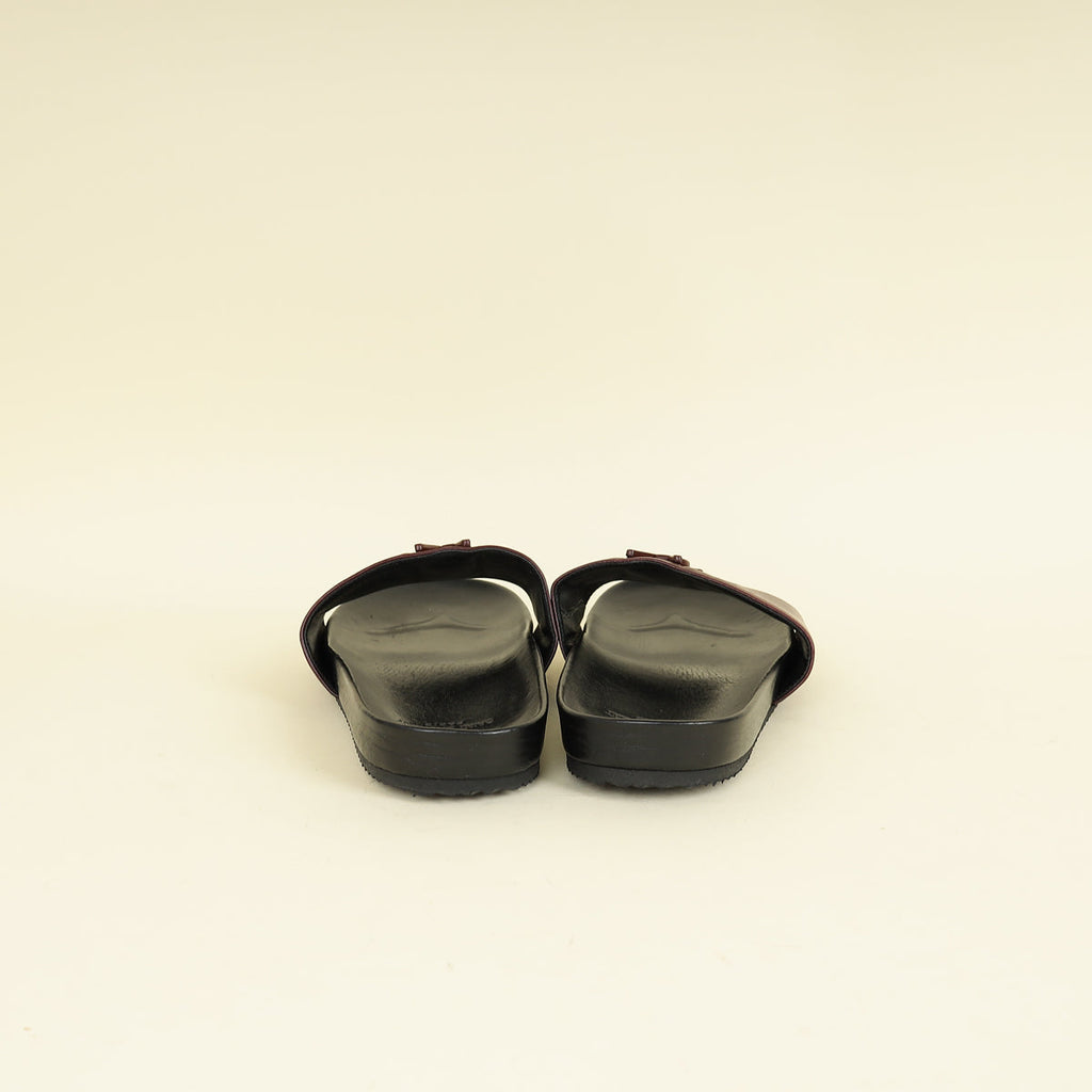 YSL Burgundy Joan Slide Sandals 41