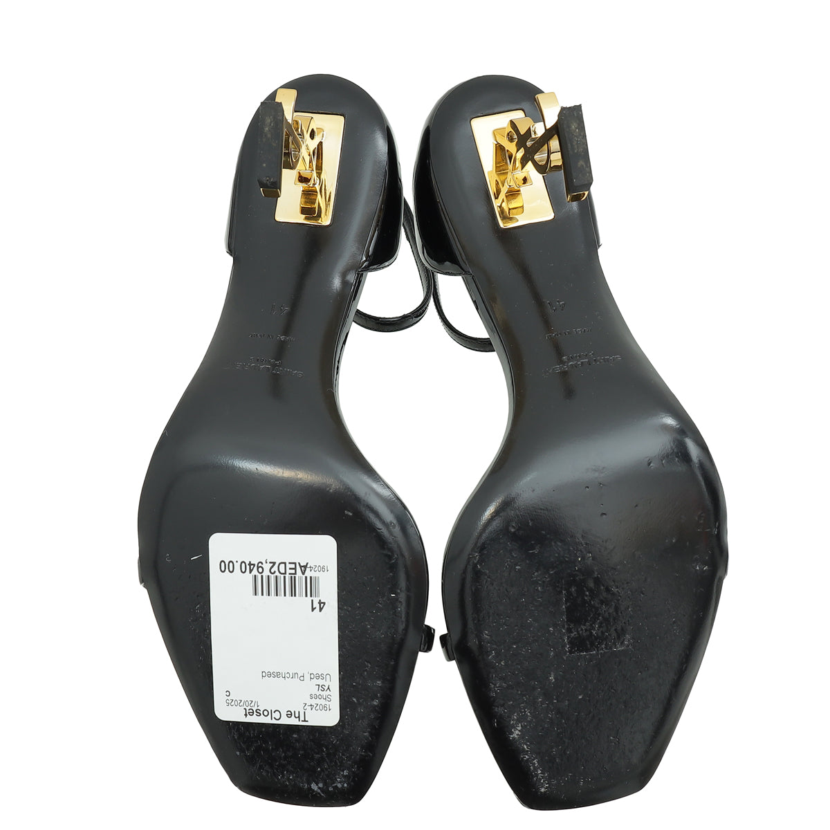YSL Black Opyum Ankle Strap Sandal 41