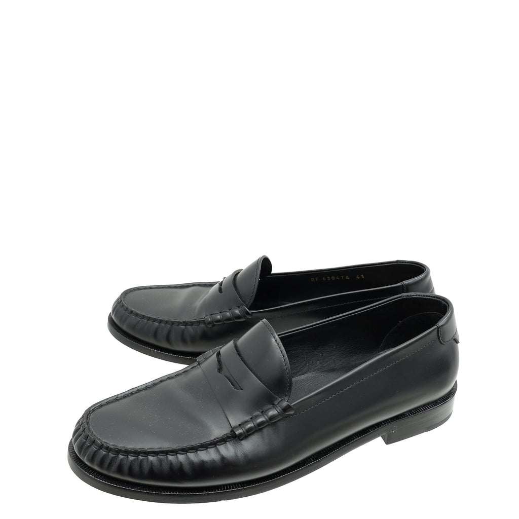 YSL Black Le Monogram Penny Loafers 41