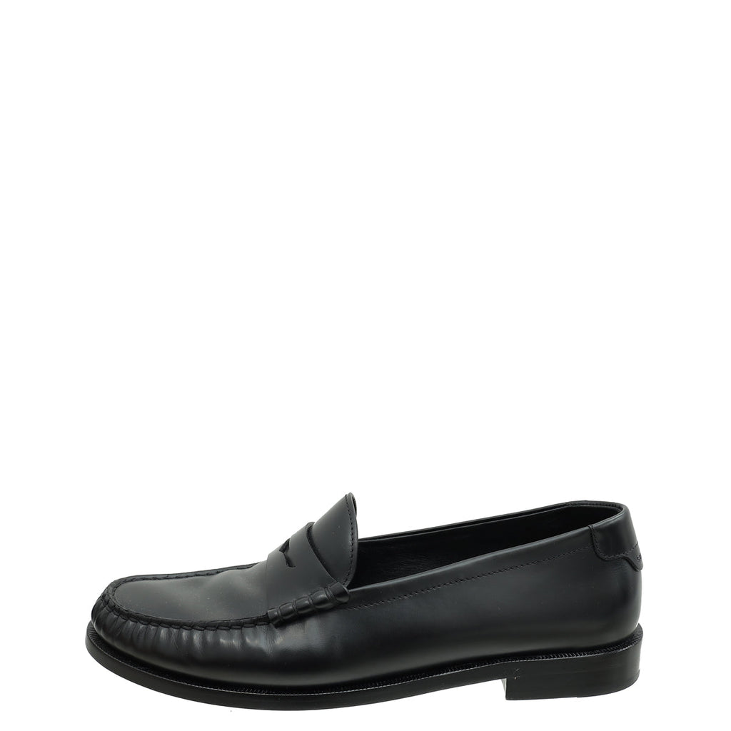 YSL Black Le Monogram Penny Loafers 41