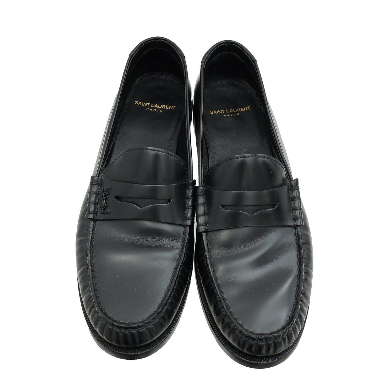YSL Black Le Monogram Penny Loafers 41