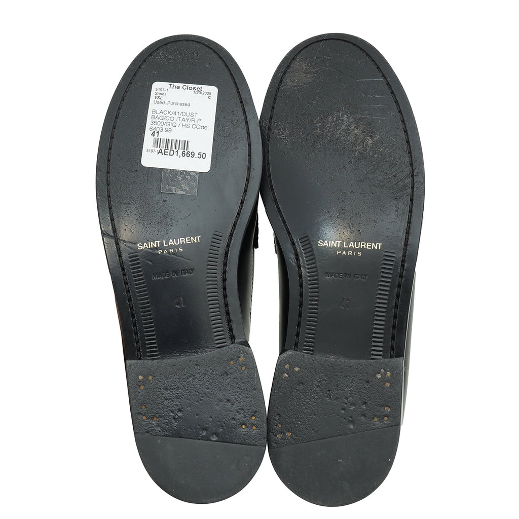 YSL Black Le Monogram Penny Loafers 41