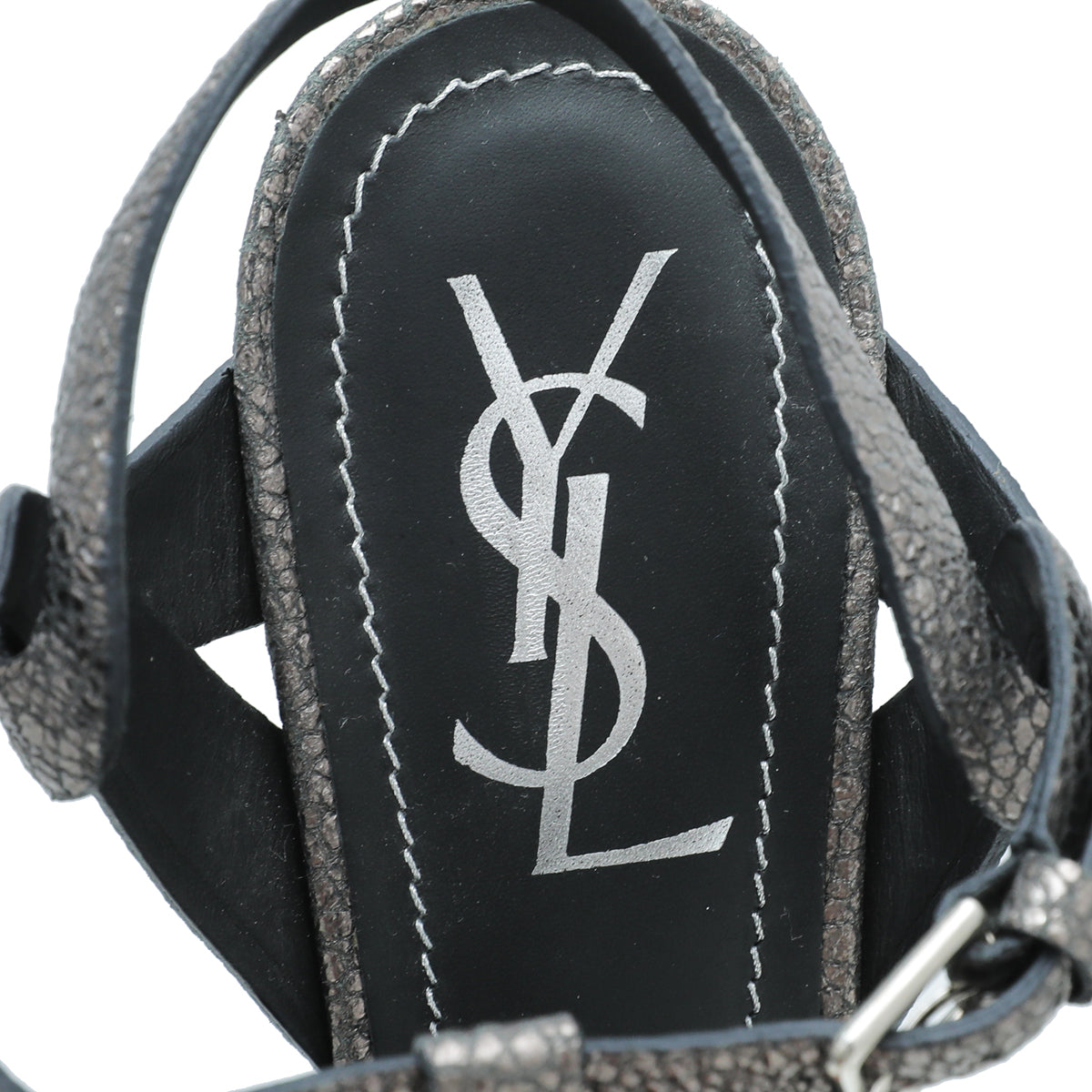YSL Metallic Asphalt Tribute Sandal 38