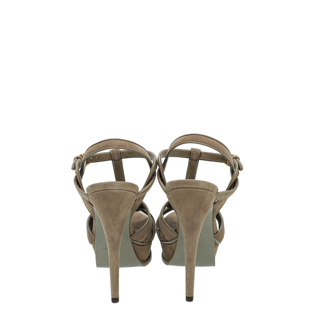 YSL Brown High Heeled Tribute Sandals 35.5