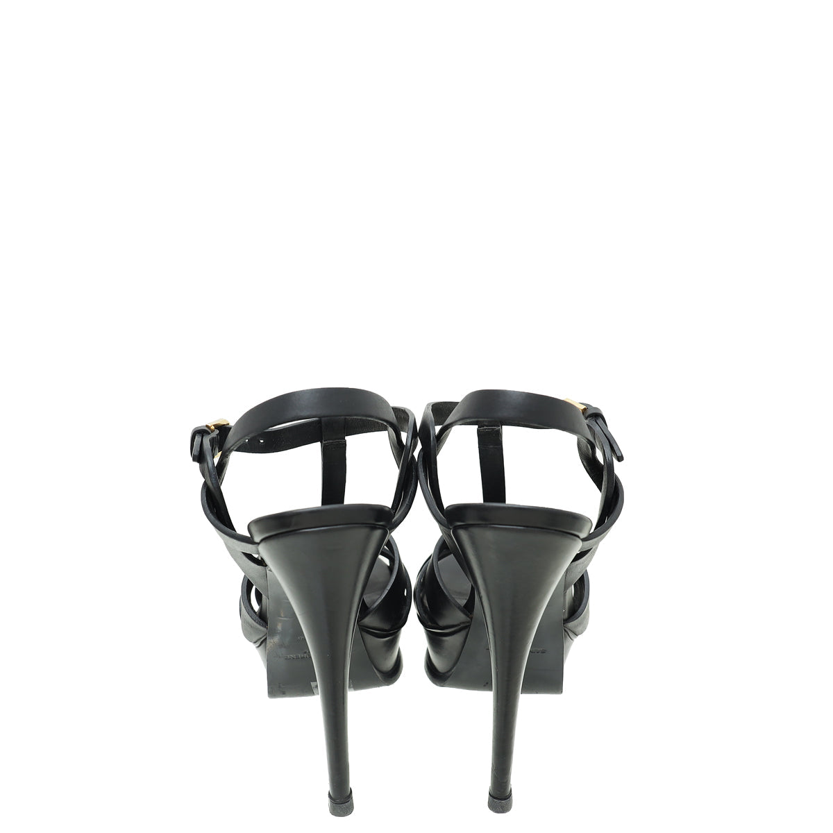 YSL Black Tribute Platform High Heeled Sandal 35
