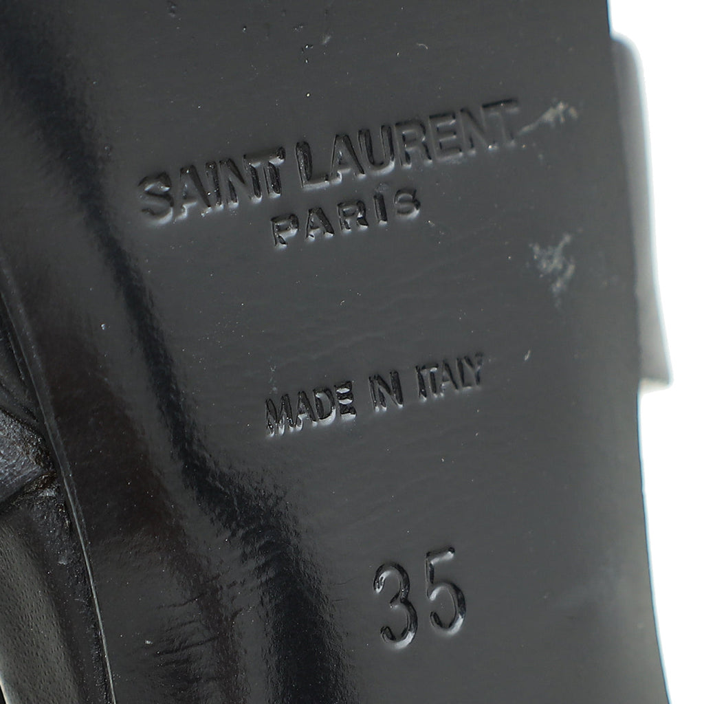 YSL Black Tribute Platform High Heeled Sandal 35