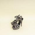 YSL Gray LIzard Embossed High Heeled Tribute Sandals 35