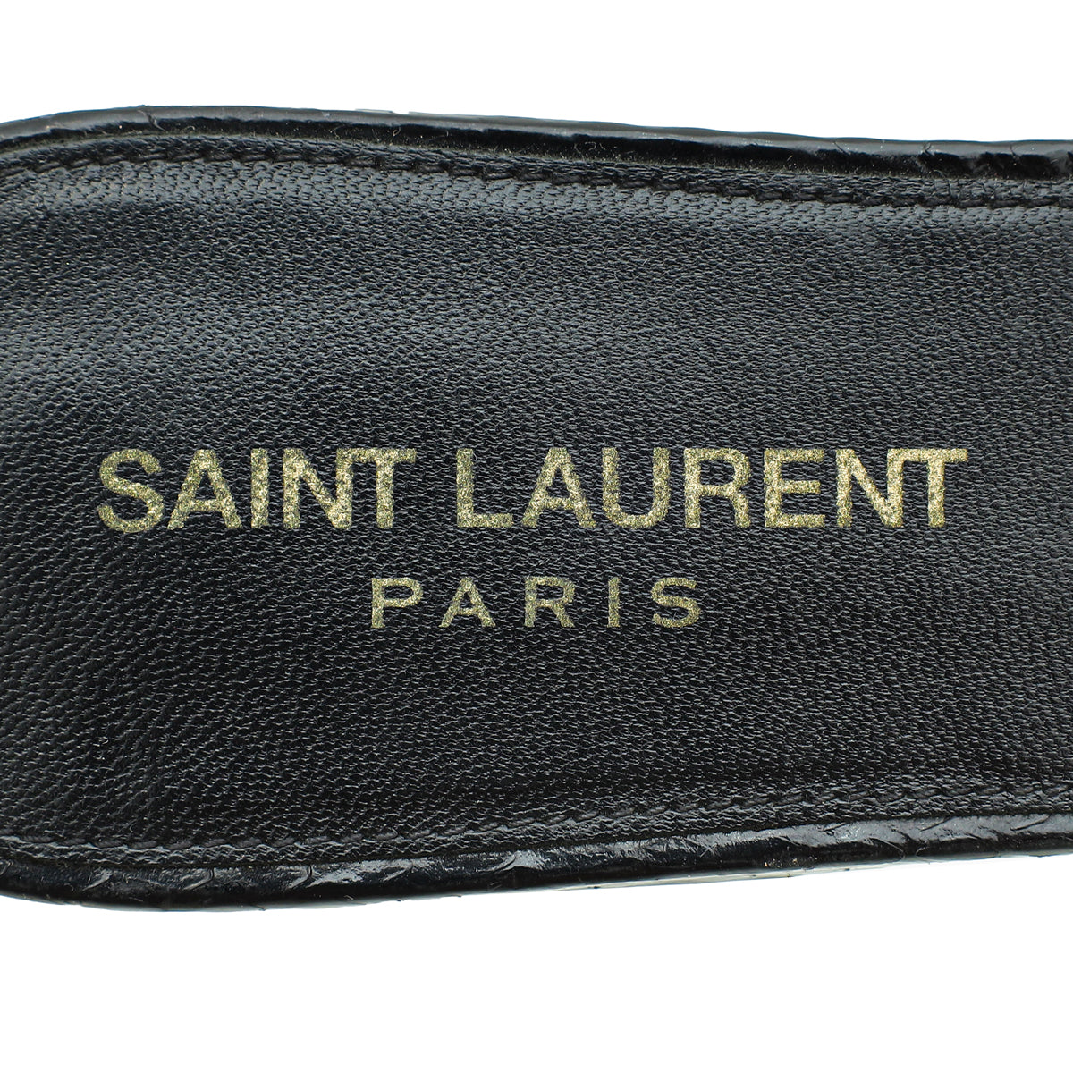 YSL Black Coarse Glitter Tribute Flat Mules 36.5