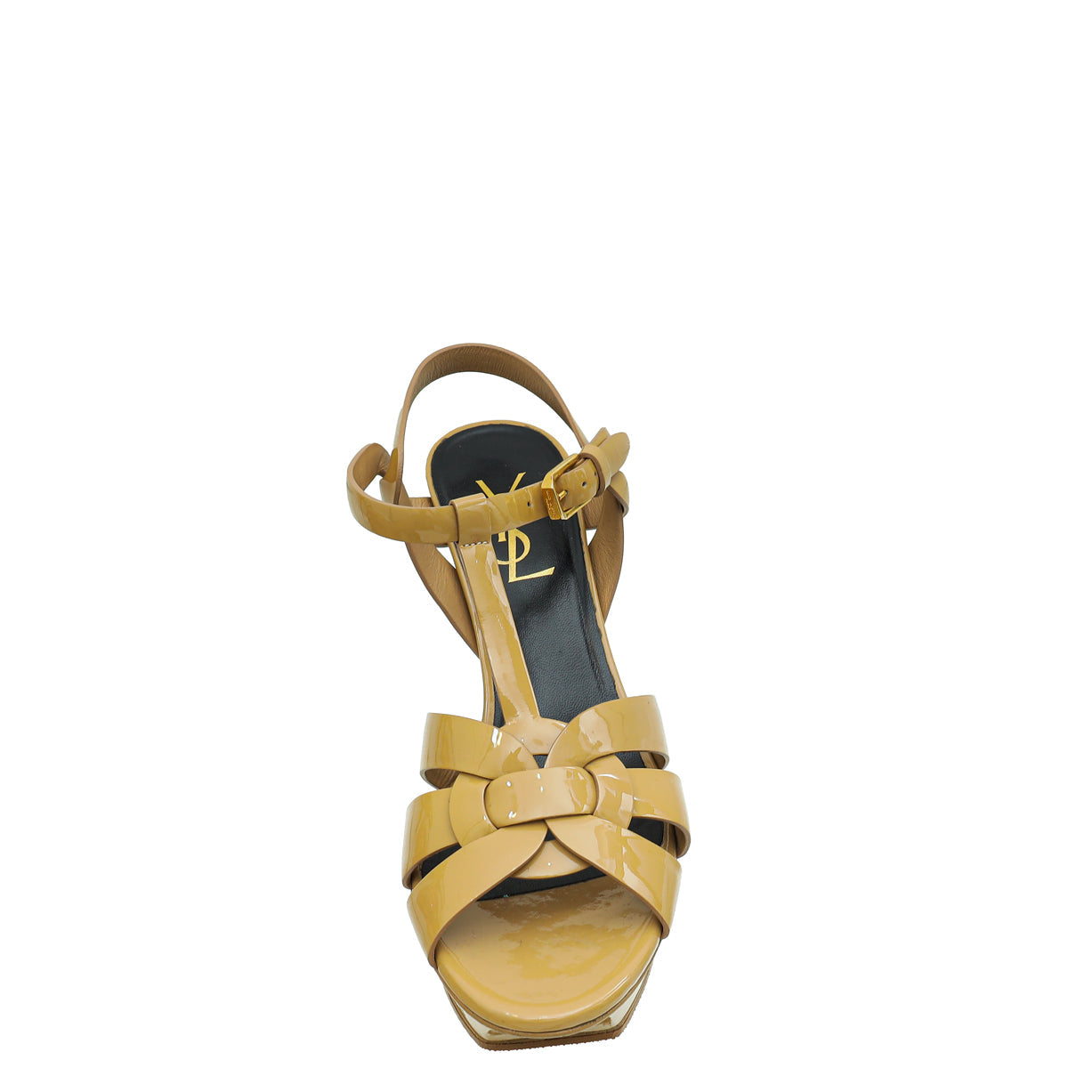 YSL Beige Mid Heel Tribute Sandals 36.5