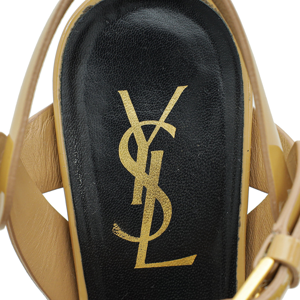 YSL Beige Mid Heel Tribute Sandals 36.5