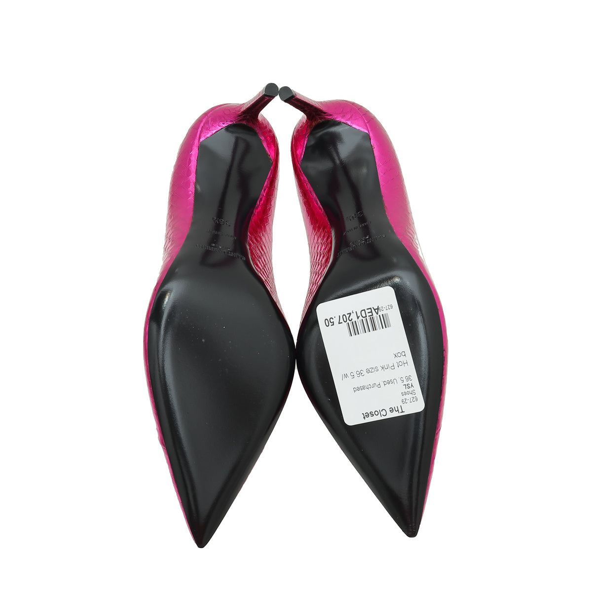 YSL Metallic Hot Pink Python Zoe Pumps 36.5