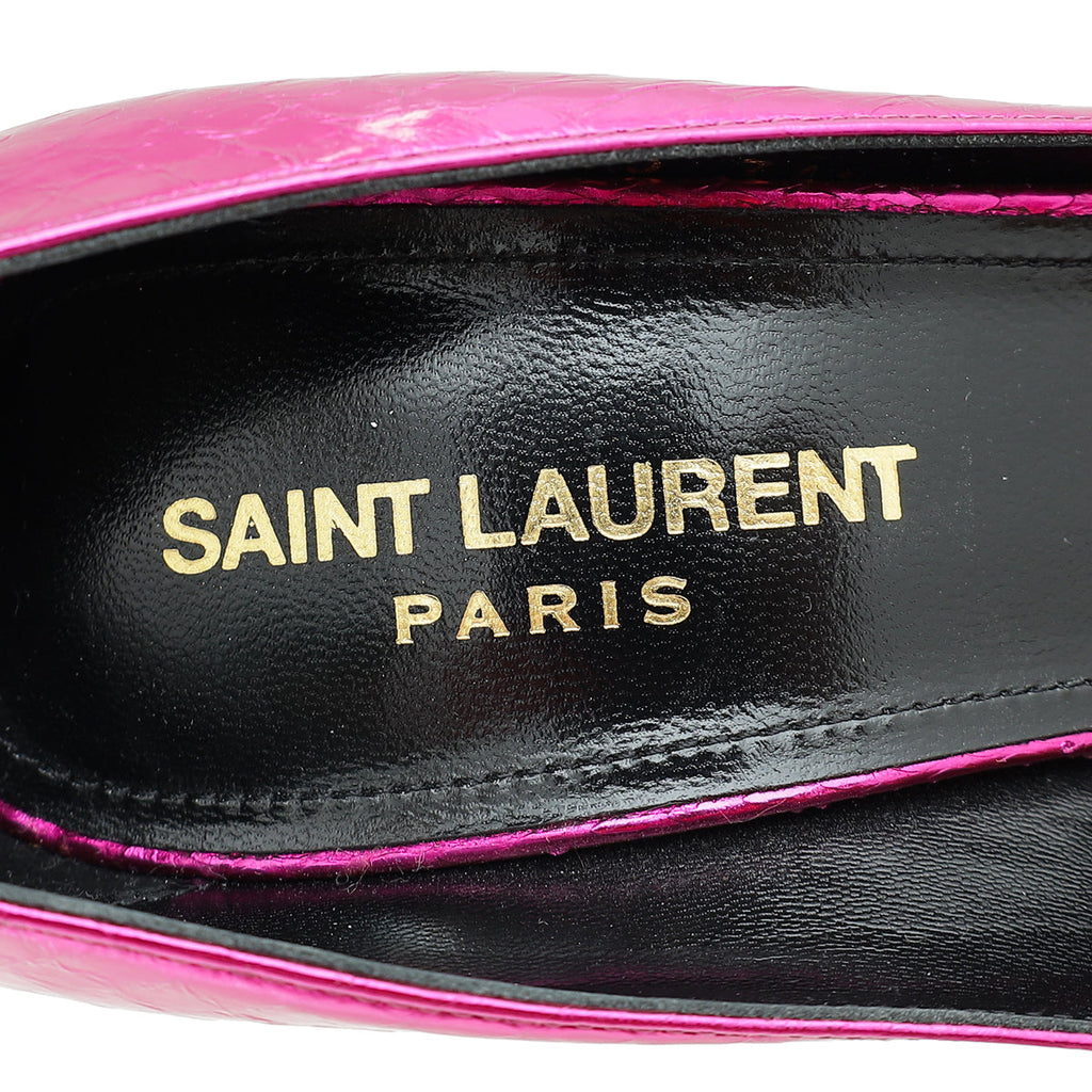 YSL Metallic Hot Pink Python Zoe Pumps 36.5