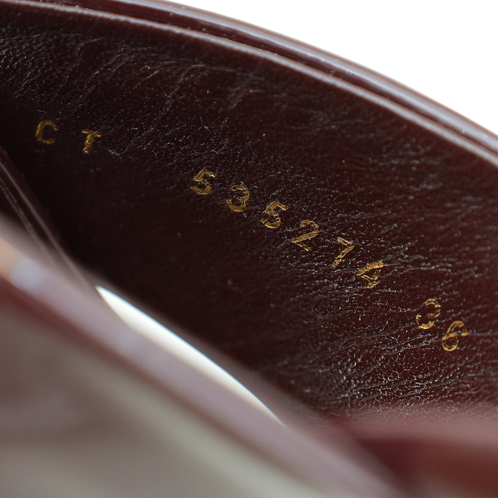 YSL Burgundy Loulou Criss Cross Sandal 36