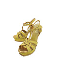 YSL Mustard Suede High Heeled Tribute Sandals 37.5