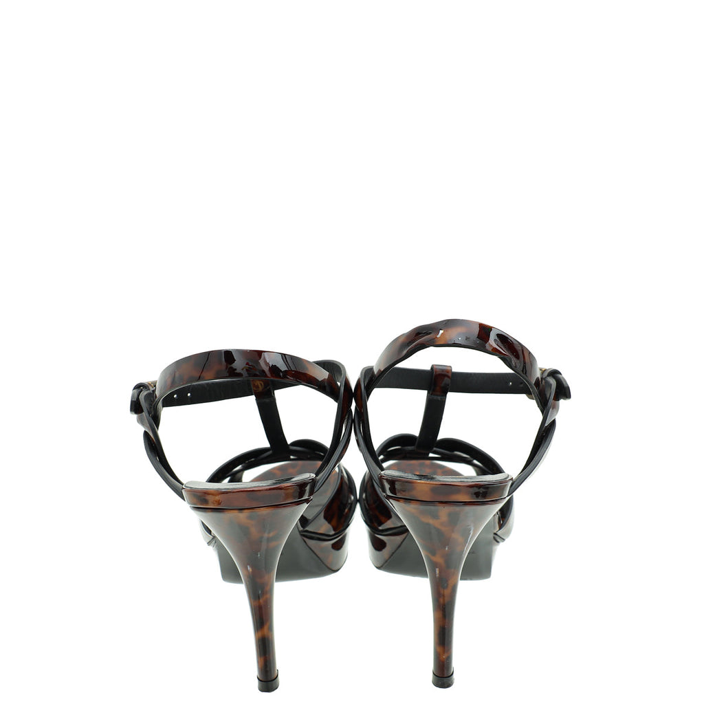YSL Brown Tribute Sandal 37.5
