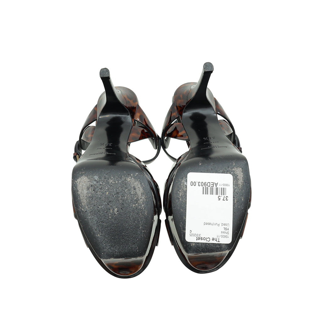 YSL Brown Tribute Sandal 37.5