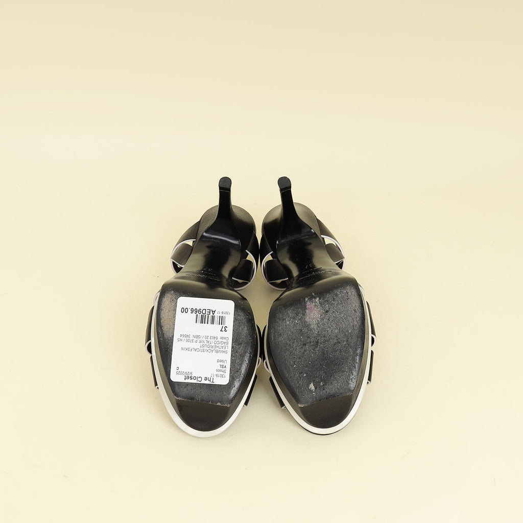 YSL Black Tribute Leather Sandal 37